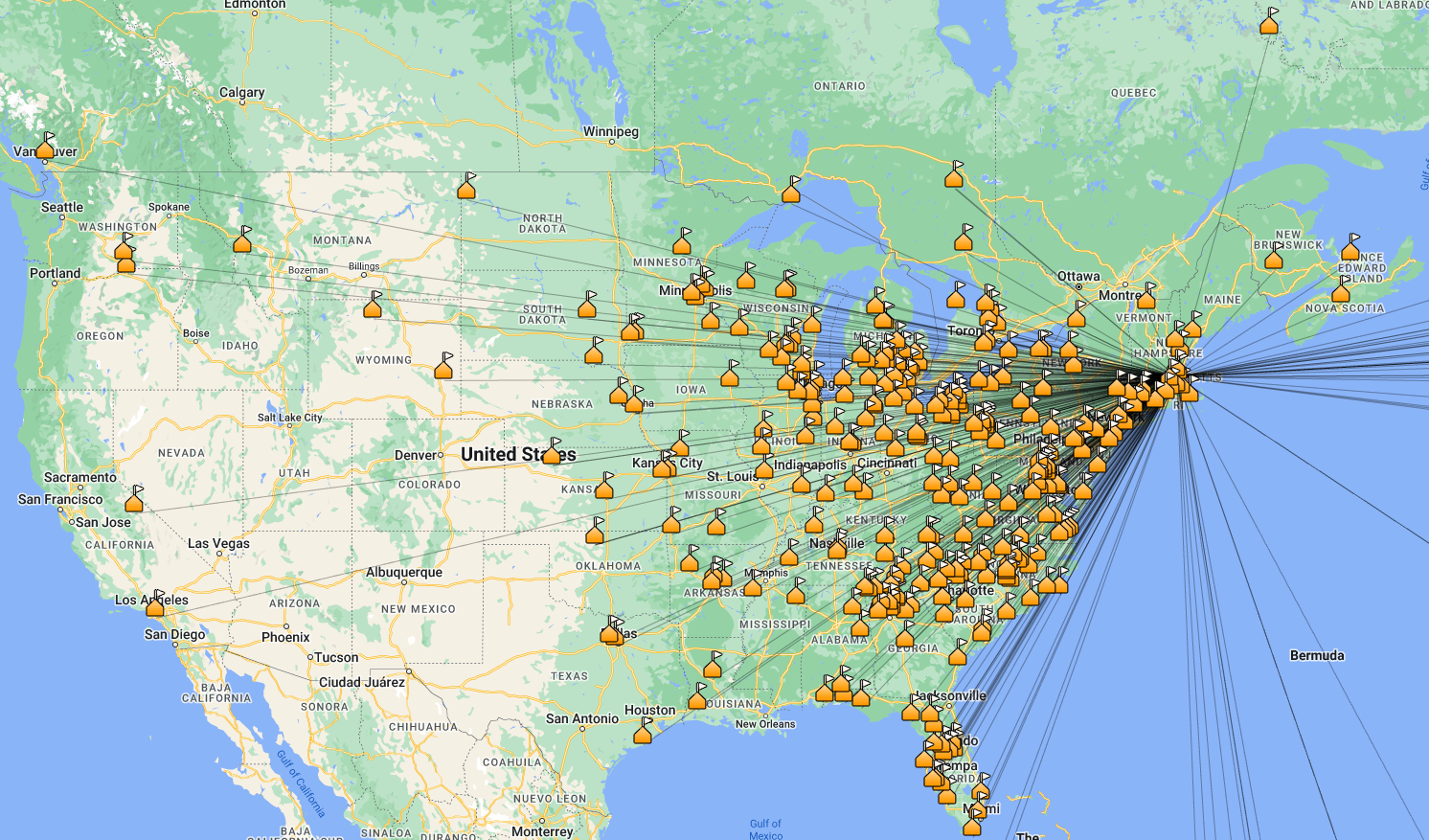 North American Radio Contacts for W1YTQ, 2023