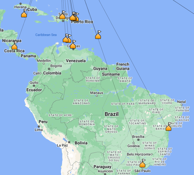 South American Radio Contacts for W1YTQ, 2023