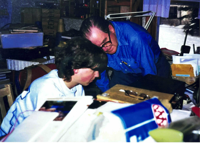 Photo of us working on a radio together
